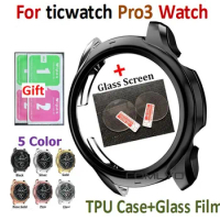 Smart Bracelet Watch Case for ticwatch pro 3 Frame bezel Protective Cover 3D Glass film Screen Protectors for ticwatch pro3 Band