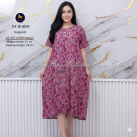 Batik Kuda Mas Daster 36 BKM Rayon Premium Lengan Pendek Busui 3 Kancing 2 Saku Di Bawah Lutut Motif