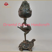 Chinese Han Dynasty Incense Burner Shaped Bronzes, Turtle Boshan Censer, Exquisite Crafts, Collectibles, Home Accessories