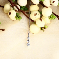 Wedding Gift Three Stone Necklace Lab Grown Diamond Pendant 18k White Gold On Sale