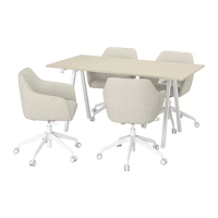 TROTTEN/TOSSBERG 會議桌和椅, 米色/白色, 160x80 公分