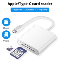 อะแดปเตอร์ OTG 3in1 สำหรับการเชื่อมต่อ Type‑C เข้ากับ TF/SD หรือ USB (USB flash drive) ใช้ได้กับ Mac
