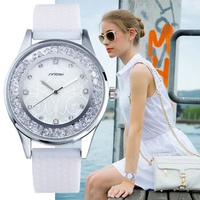 SINOBI Fashion Women's Diamonds Wrist Watches Silicone Watchs Luxury Brand Ladies Geneva Quartz Clock Females relogio masculino