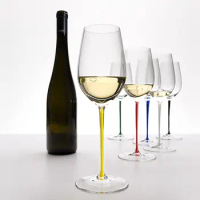 JINYOUJIA-Riesling Champagne Cup, Handmade Colored Handle Wine Glass, Household Luxury Champagne Goblet, Austria RIEDEL Style
