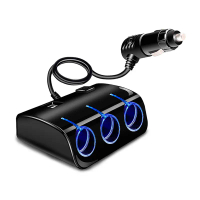 Adaptor Charger Mobil 3 Slot Cabang Car Lighter Socket USB Splitter