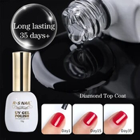 R.S Nail 15ml Diamond Top Coat For Gel Nail Polish Reinforce Long Lasting UV Soak Off Gel Varnish High Light Nail Art Primer Gel