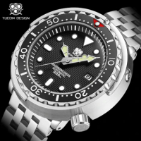 TUEDIX Seiko Automatic Mechanical Watches Male Stainless Steel Scratch Proof Waterproof Diving Luminous Business Leisure Watch