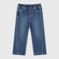 【GAP】女幼童裝 鬆緊錐形喇叭牛仔褲-深藍色(890217)