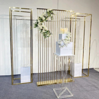 3pcs/set)No the table) gold stand only)Wedding Luxury New Design Stage Gold Backdrop Supplies Guest Book Alternative For Wedding