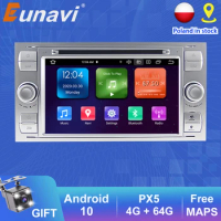 Eunavi 2 Din Android 10 Car DVD Radio For Ford Mondeo S-max Focus C-MAX Galaxy Fiesta transit Fusion Connect kuga GPS Audio