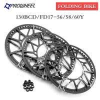 PROWHEEL 130BCD Folding Bike Chainring 56T/58T/60T Folding Crankset Sprocket Fold Bicycle Wide Narrow Chainwheel Aluminium Alloy