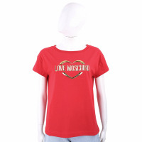 LOVE MOSCHINO 愛心字母貼飾紅色短袖TEE T恤(女款)