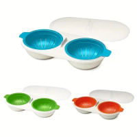 One Set Of Microwave Eggs Poacher, Microwave Double Egg Boiler, 2 Cups Design Cookware, Kitchen Tools