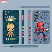Marvel SpiderMan Groot For Samsung Galaxy S22 S21 S20 S10 Note 20 10 Ultra Plus Pro FE Lite Liquid Left Rope Phone Case Fundas