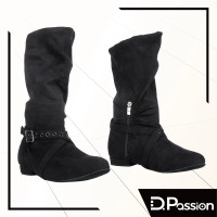 【D.Passion】9905 黑 舞靴 室內排舞鞋(八分跟毛底)