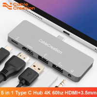CableCreation USB Type C Hub for iPad Pro 2020 2018 iPad Air 4 with 4K 60Hz USB 3.0 3.5mm PD USB C Dock Adapter for iMac 2019