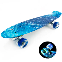 Flashing Wheels Single Rocker 22 Inches Skateboard Galaxy Mini Cruiser Penny Board Children Fish Board