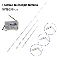 48/64cm 6 Section Metal Full-Channel Am Fm Radio Telescopic Antenna 360 Degree Rotating Antenna Aeial