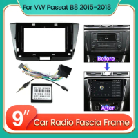 Android Car Radio Fascia Frame Adapter Power Cable For VW Volkswagen Passat B8 2015 2016 2017 2018 Mounting Framework Kit
