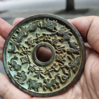 Pure bronze carving, mother 12 zodiac gossip flowers, tired of victory, prosperity, wealth and peace