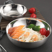 Japanese Ramen Bowl Korean Stainless Steel Cold Noodle Bowl Double Anti-scalding Instant Noodle Bowl Restaurant Pasta Soup Bowl