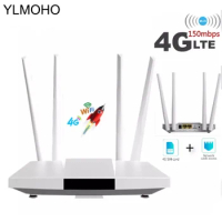 YLMOHO 4G LTE CPE/Router 300Mbps Gateway Unlock Wifi Router Hotspots 4G LTE FDD TDD RJ45 Ethernet Ports Sim Slot Antenna 32User