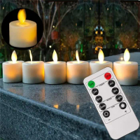 2 pcs Remote control LED Electric Candles Battery Operated Flameless Candles Flickering White Light Moving Flame Desk Decor