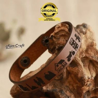 Gelang Aesthetic Kulit Sapi Asli 100 % ORIGINAL Custom Nama Logo Inisial Brended Pria Dan Wanita Asl