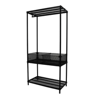ราวแขวนพร้อมชั้นวางอเนกประสงค์ 3 ชั้น Mesh+Divider รุ่น MESH10x20 ขนาด 90 ซม. สีดำ