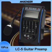 10Pcs 5 Bands LC-5 Guitar Pickup for Acoustic Guitarra Preamp EQ Equalizer with Digital Tuner Pegar Instrumentos Guitar Parts