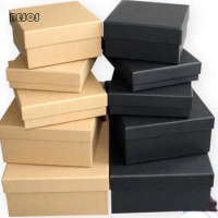 Wholesale Large Small Specialty Black Kraft Paper Box Party Activity Wallet Belt Tie Shoes Promotion Cardboard Gift Box