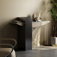Light Luxury Stainless Steel Wall Hallway Shelf Modern Minimalist Stone Plate Console Tables Italian Minimalist