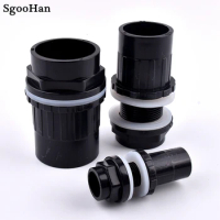 1~20pcs Black I.D 20~50mm PVC Pipe Aquarium Fish Tank Drain Joint Fittings Home DIY Water Inlet Outlet Tank Tube Connectors