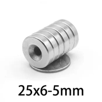 2/5/10/20/30pcs 25x6-5mm Neodymium Magnet Disc 25*6 mm Hole 5mm Circle Magnets 25X6-5mm Round Countersunk Magnetic 25*6-5