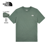【The North Face 官方旗艦】北面男款綠色吸濕排汗短袖T恤｜89QVHCH 排汗衫