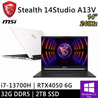 MSI微星 Stealth 14Studio A13VE-073TW-SP4 14吋 白 輕薄電競筆電-特仕機