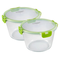 【CorelleBrands 康寧餐具】Snapware Eco Clean可拆扣玻璃保鮮罐2100ml-2入組