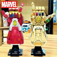 Hot Marvel Building Blocks Toys Iron Man Nano Gauntlet Thanos Infinity Gauntlet Gloves Plastic Iron Man Model Puzzle Figure Gift