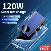 120W 50000mAh High Capacity Power Bank Fast Charging Powerbank Portable Battery Charger For iPhone Samsung Huawei NEW