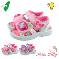 【HELLO KITTY】14-19cm兒童鞋 電燈涼鞋 蘋果造型輕量減壓休閒(粉.紫色)