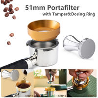 Portafilter ขนาด51มม. เข้ากันได้กับเครื่อง Breville Barista Series พร้อม Dosing Funnel Ring &amp; Coffee Tamper Espresso Accessories