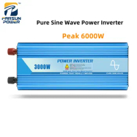 Power Inverter full 3000W transformer DC Auto 12V/24V/48V to AC 220V car home pure sine wave inverters Peak 6000W