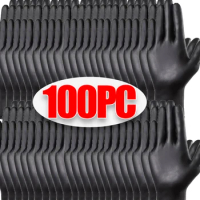 2-100PCS Disposable Black Nitrile Gloves Latex Free Waterproof Gloves Thickened Kitchen Cooking Gloves Housework Cleaning Tools