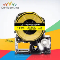 SC12YW LC-4YBP Black on Yellow 1/2" 12mm Label Tape for Epson LabelWorks LW-300 LW-300L LW-C410 King Jim TepraPro Label Printer