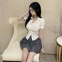 短袖白色襯衫ol制服套裝女職業裝夏季氣質酒店前臺接待工作服jk風