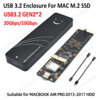 For Macbook SSD Enclosure NVME M2 SSD Case Adapter For Macbook Air Pro 2013-2017 USB 3.2 to MAC M.2 Box PCI-E AHCI/NVME Protocol