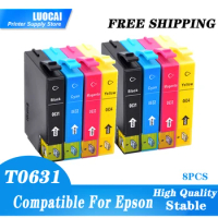 8X LuoCai Ink Cartridge Compatible T0631 T0632 T0633 T0634 For Epson StylusC67 C87 C87 Plus CX3700 CX4100 CX4700 Printer