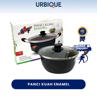 URBIQUE - Panci kuah Panci Susu Enamel GSF with Tutup Kaca Panci Susu Saucepan Peralatan Set