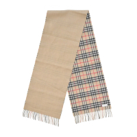 BURBERRY雙面兩用格紋羊絨圍巾(典藏米色)