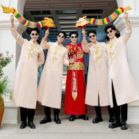 2026 Groomsmen Suits Chinese Style Brother Group Outfits Champagne Color Men's Tang Suit Wedding Att